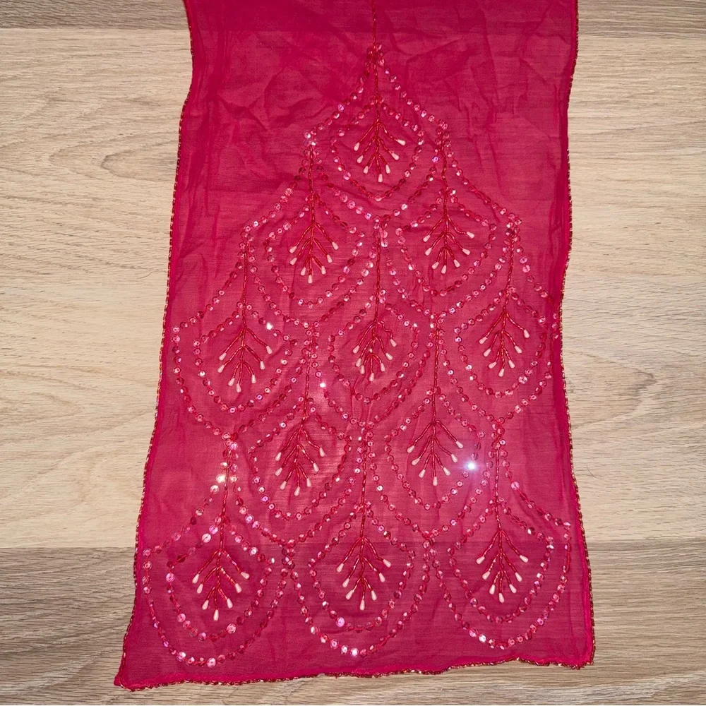 Fleur deParis Vintage Pink Beaded Whimsical Fairy Scarf -One Size